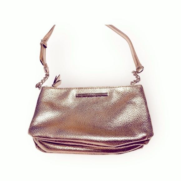 Nine West Metallic Gold Crossbody adjustable Strap bag/ Purse, party wedding - Picture 4 of 11